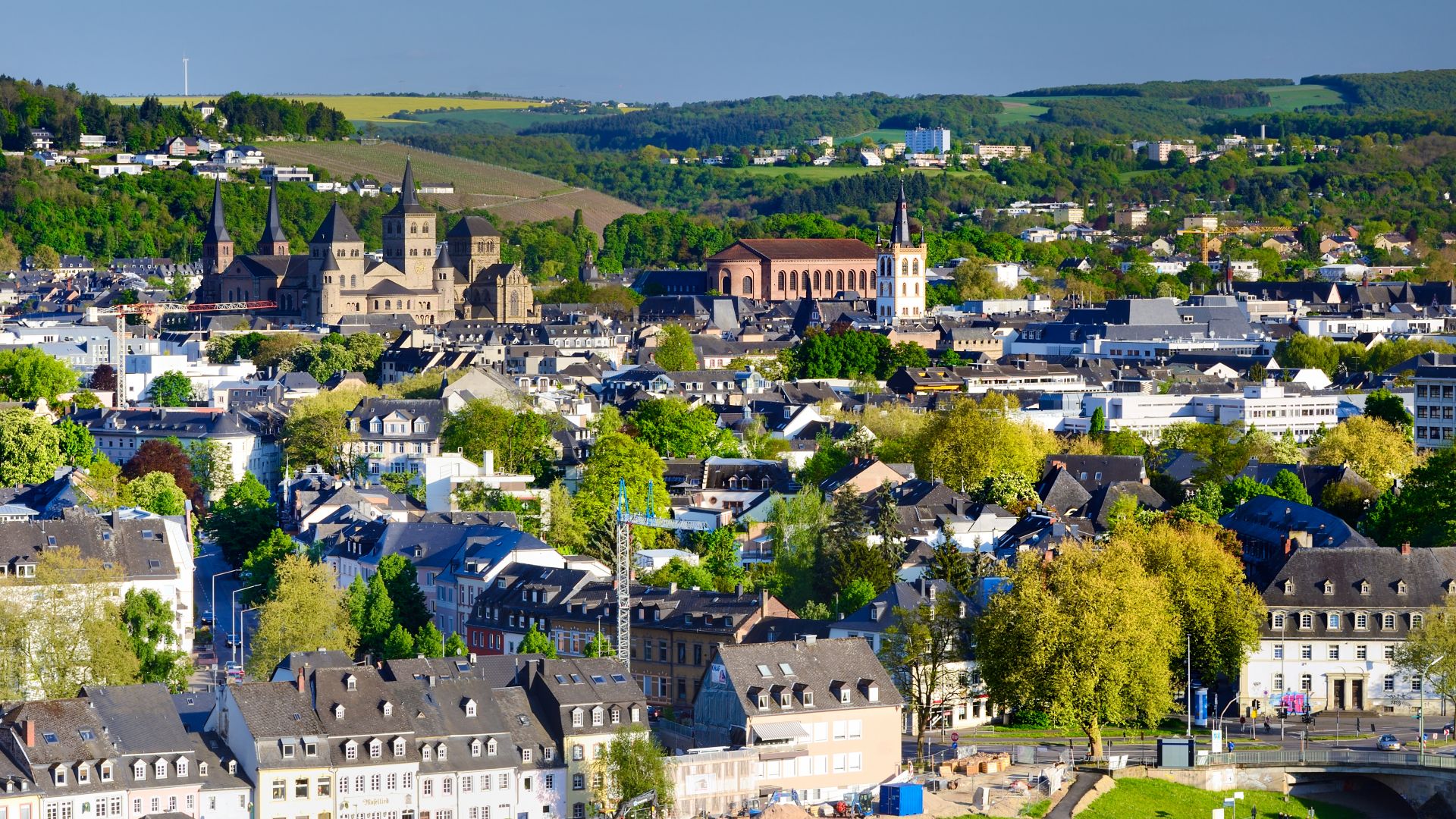 Trier: Stadtansicht mit Mosel und Dom