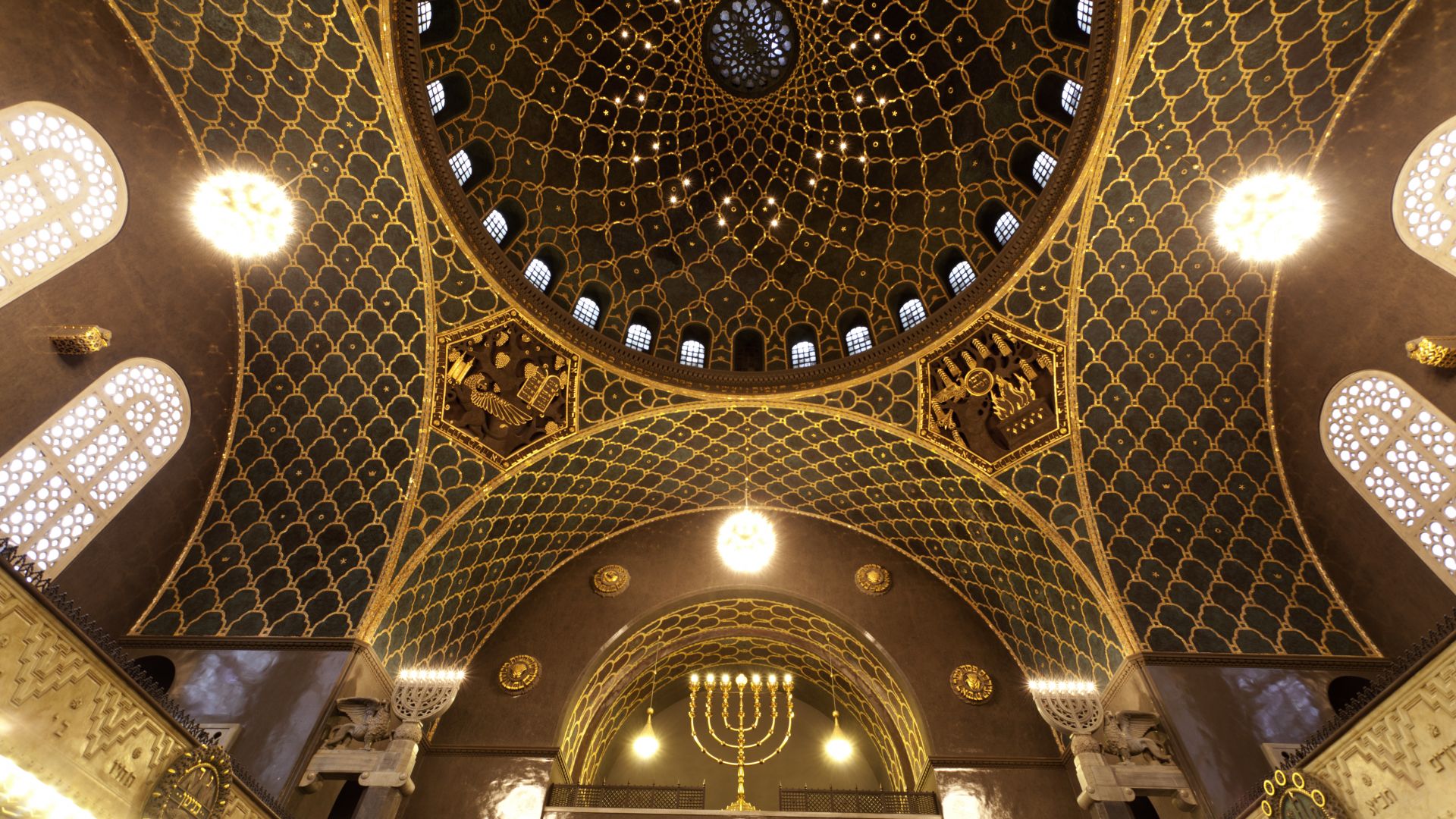 Augsburg: Kuppelraum der Augsburger Synagoge, neobyzantinische Architektur