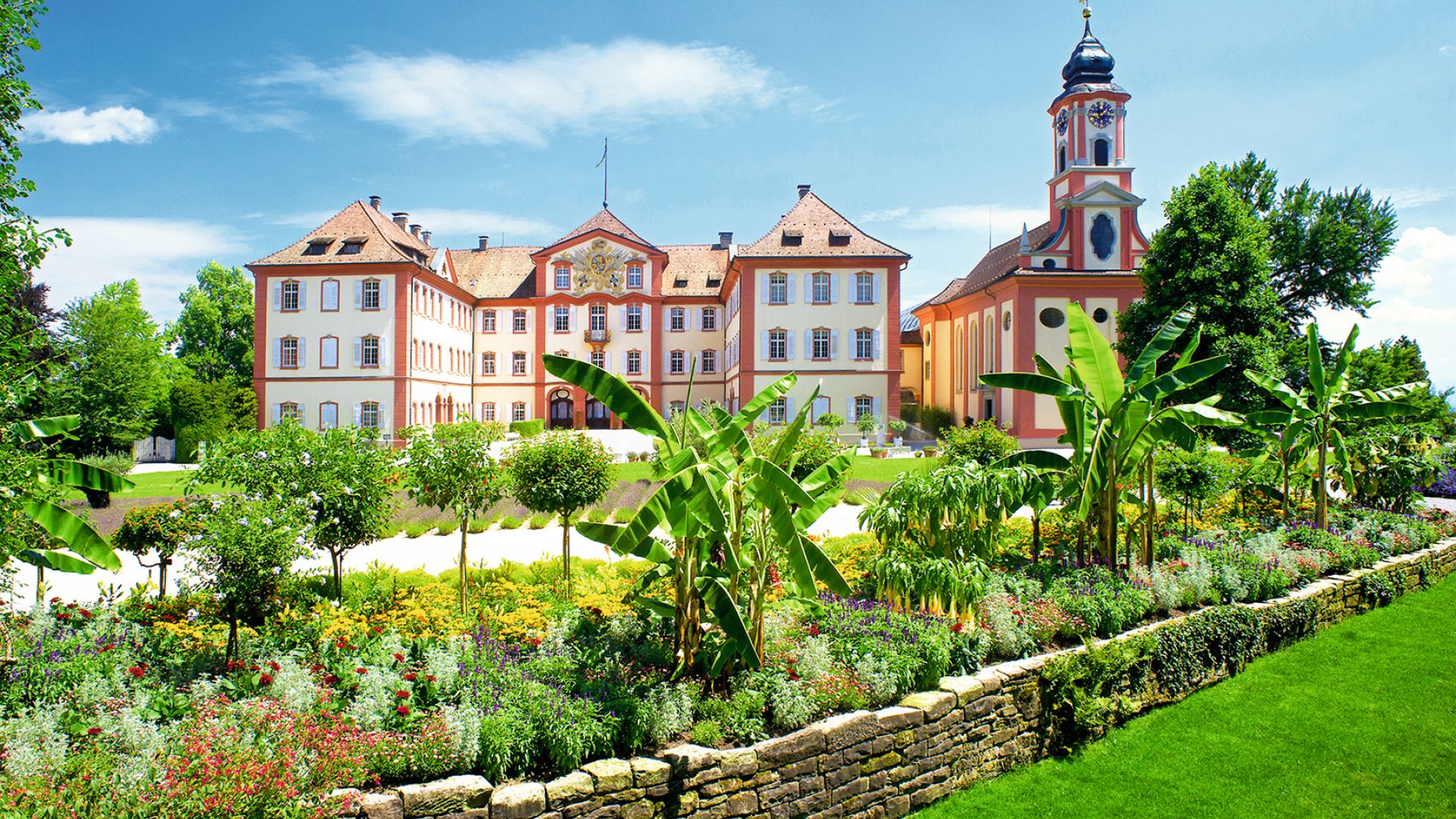 Island of Mainau: The Palace of the Teutonic Order with church