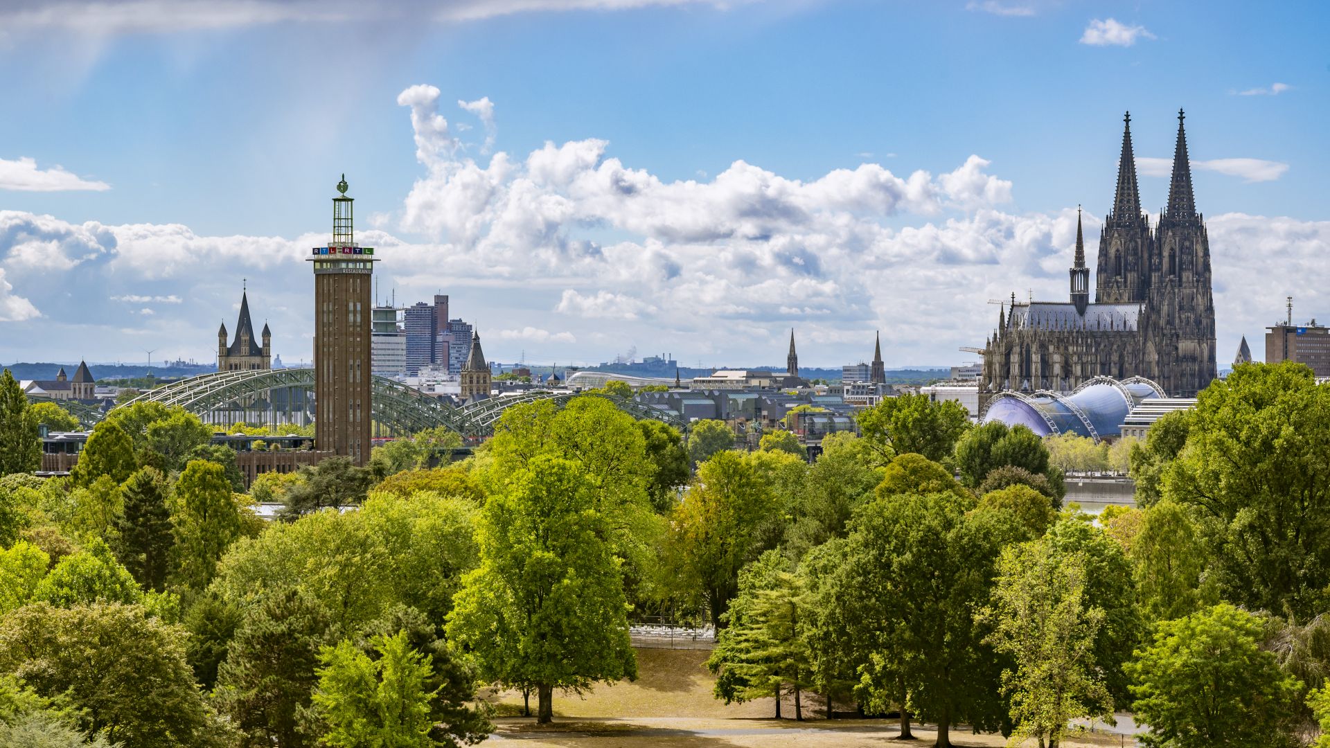 Cologne : panorama de la ville avec la cathédrale de Cologne