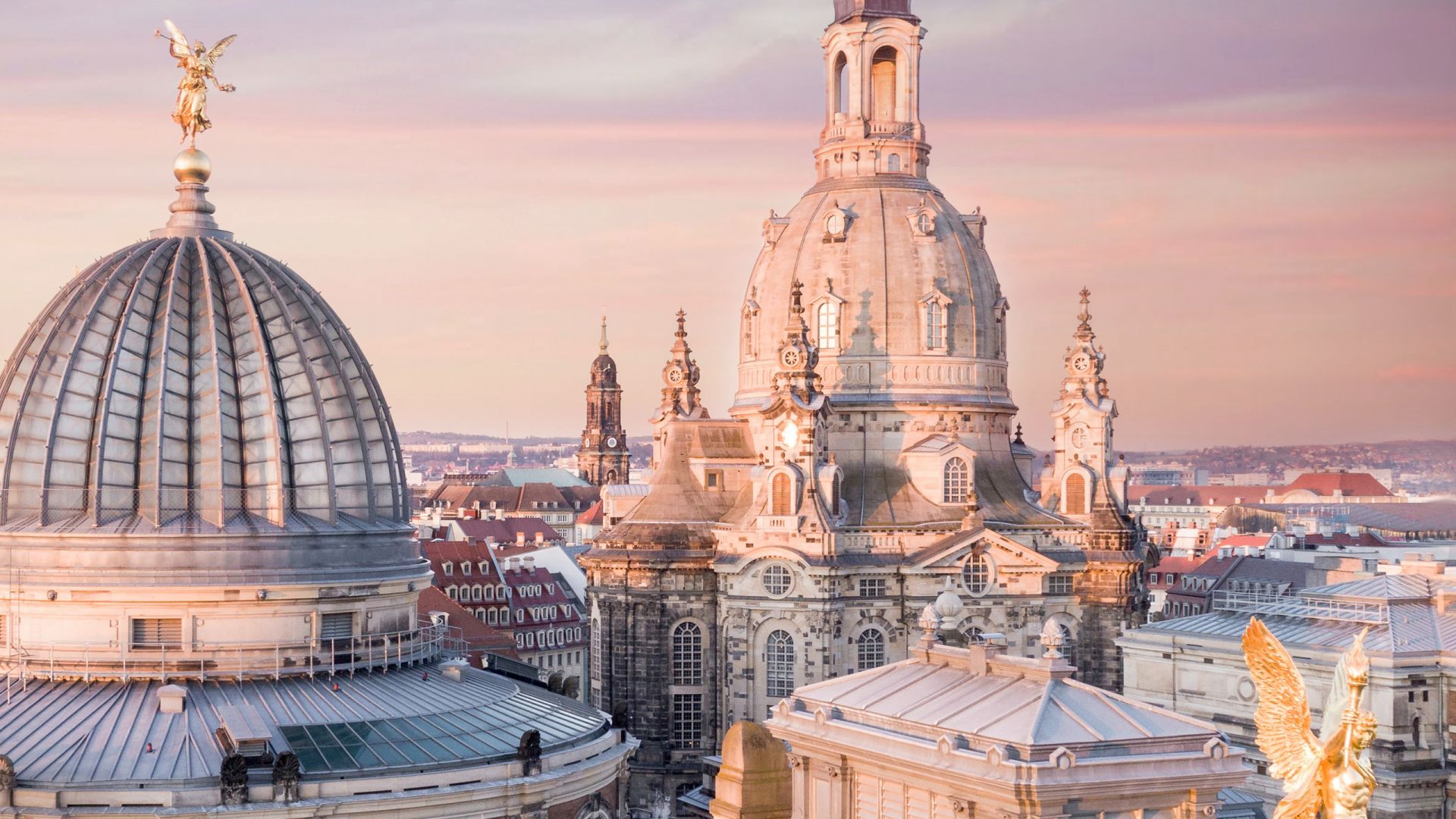 Dresden: Frauenkirche au coucher du soleil