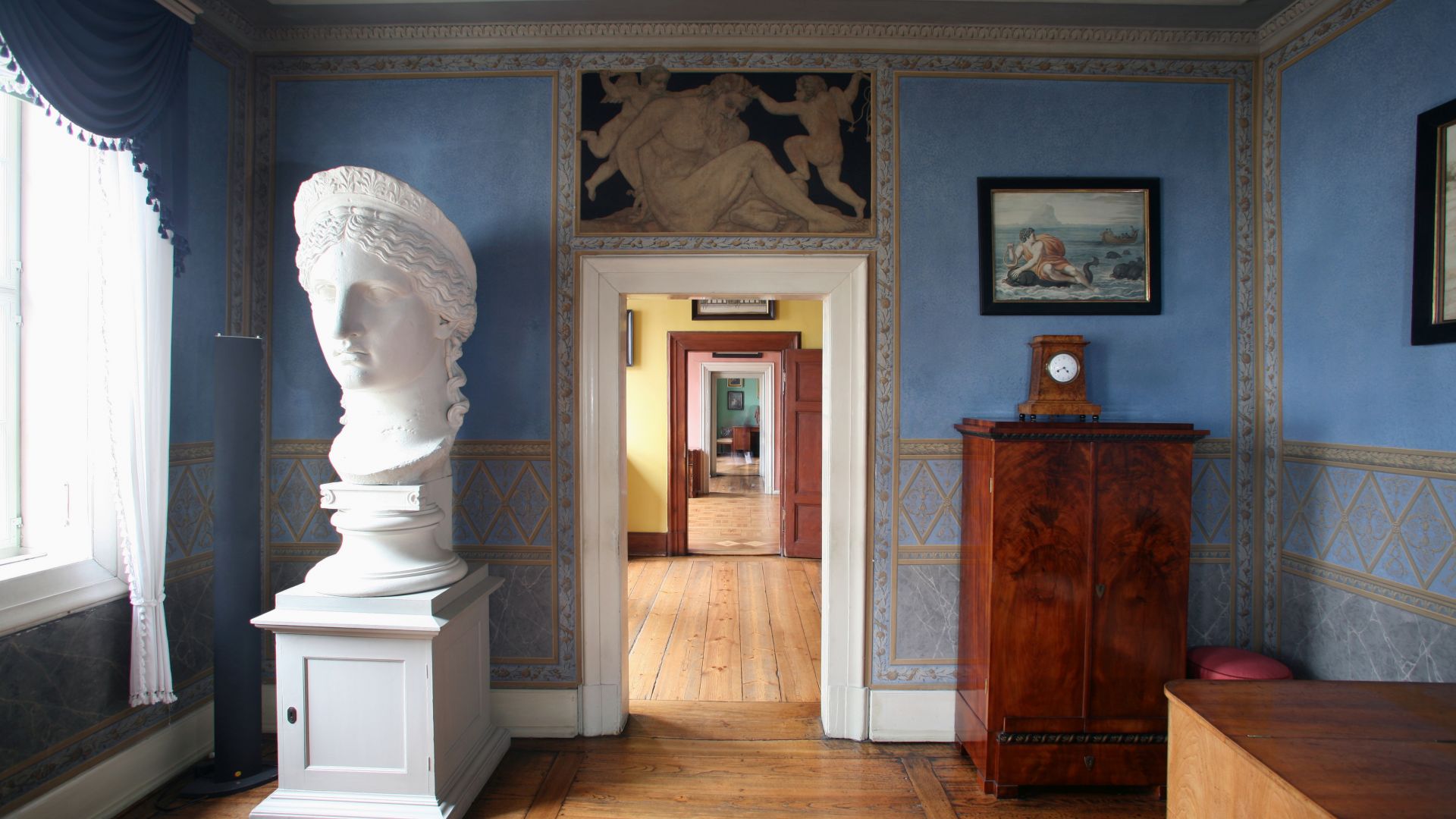 The Juno Room with bust of Juno Ludovisi in Goethe`s residence in Weimar