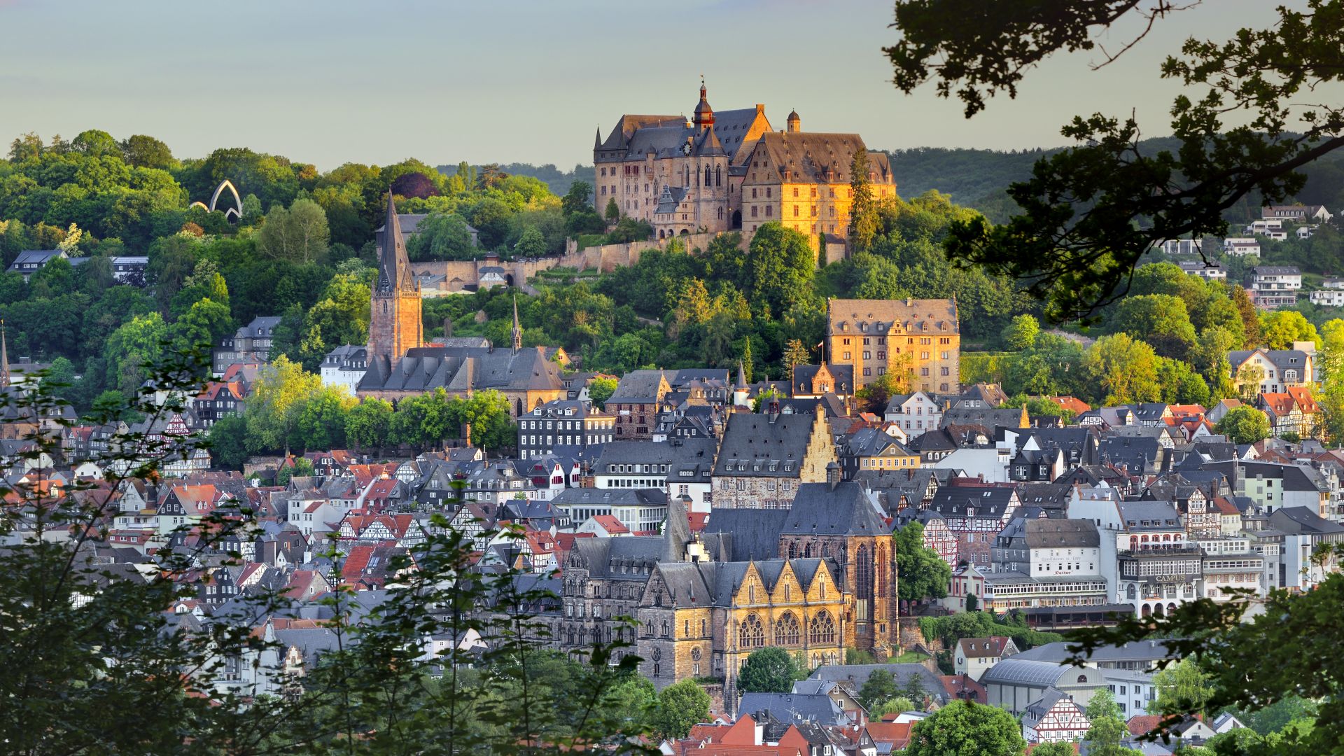 Marburg-Biedenkopf: Vue sur la vieille ville jusqu'au château du landgrave