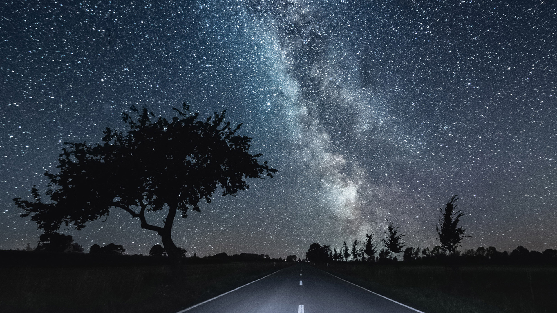 Havelaue: Starry sky over a street in the Westhavelland Star Park