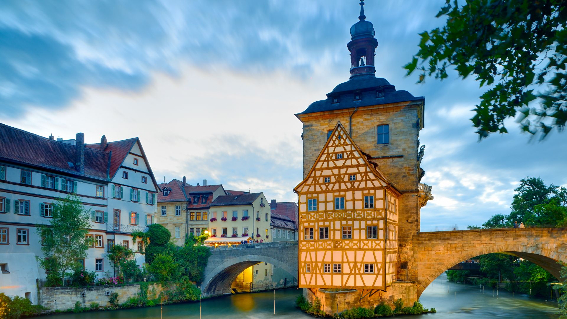 Bamberg: Altes Rathaus mit Rathausbrücke, UNESCO Welterbe