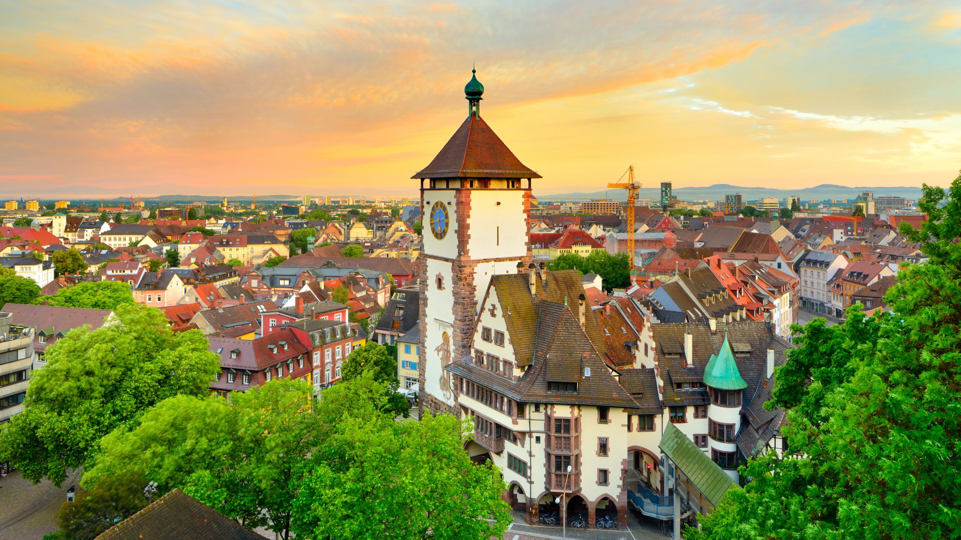 Freiburg im Breisgau: Panoramic view with Schwabentor gate