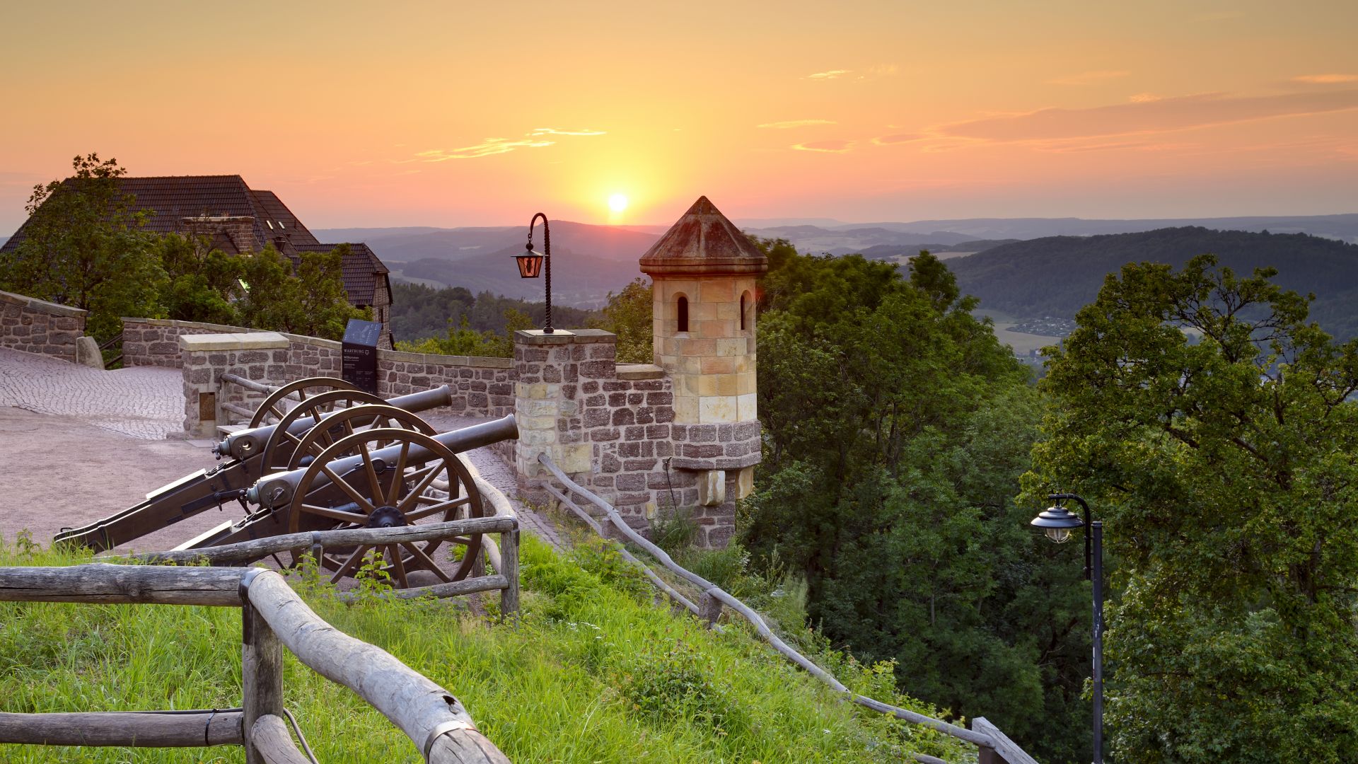 Eisenach: Aussicht von der Wartburg bei Sonnenuntergang