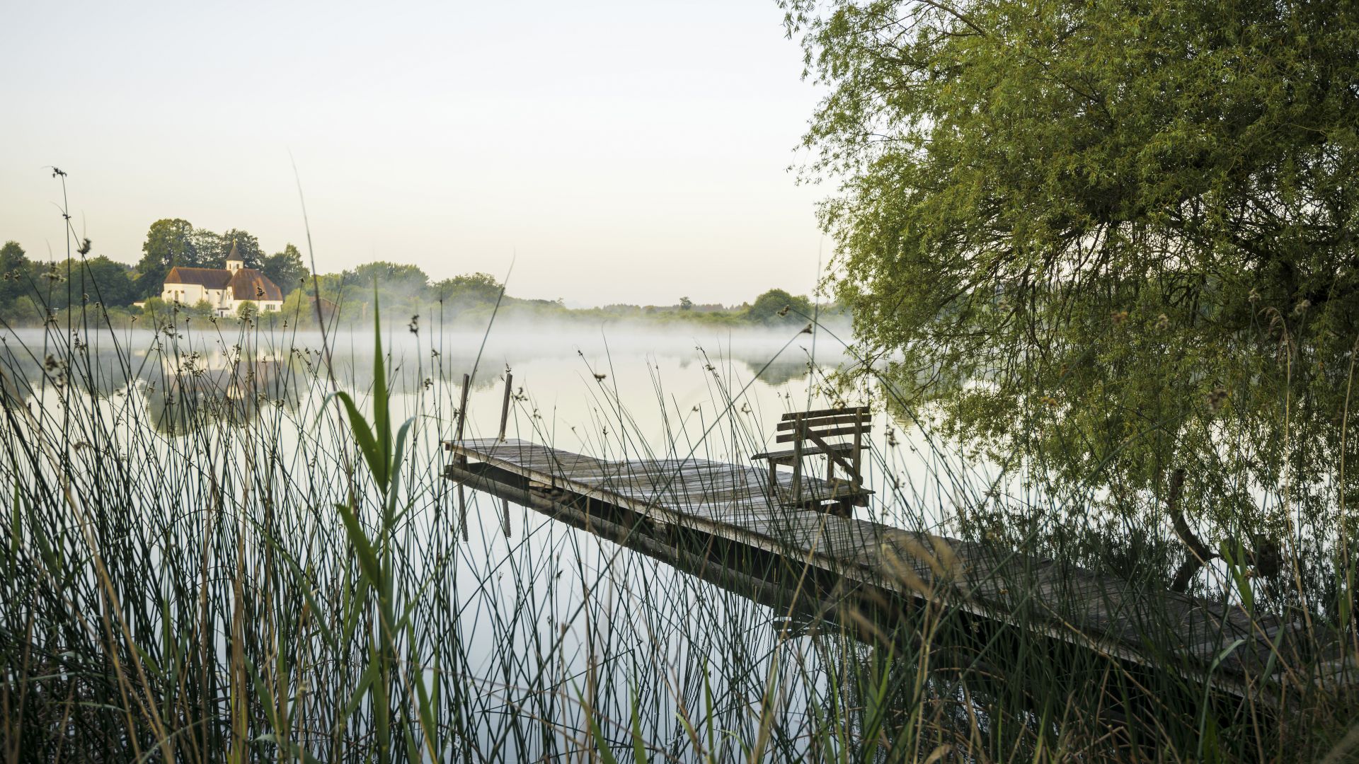 Seeon-Seebruck: Brouillard sur le lac Seeon à Chiemgau