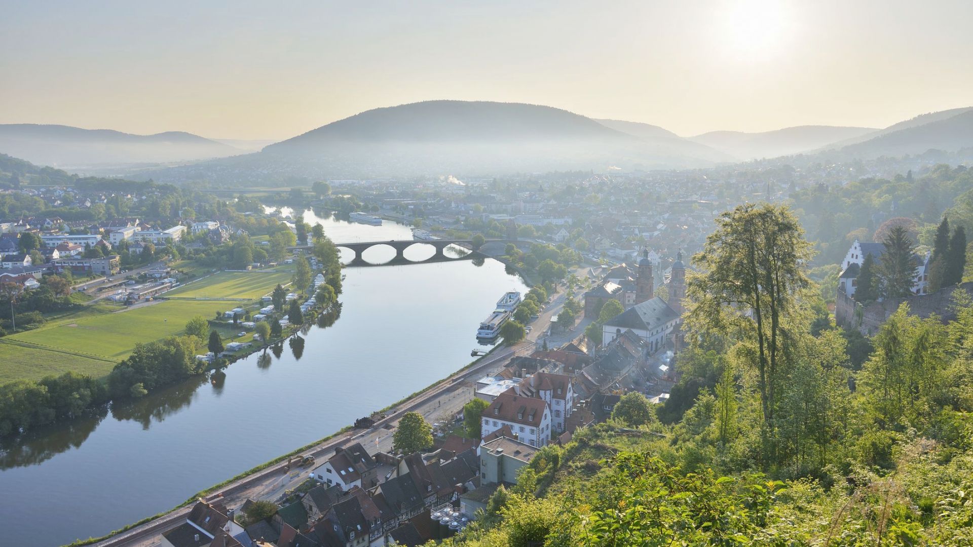Miltenberg/Main: View over the Main Valley to the Spessart Mountains