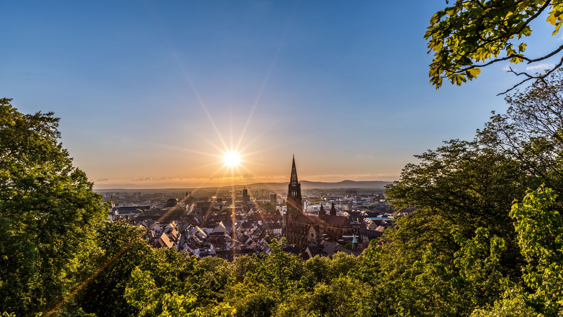 Freiburg im Breisgau: vue sur la ville de la cathédrale de Fribourg