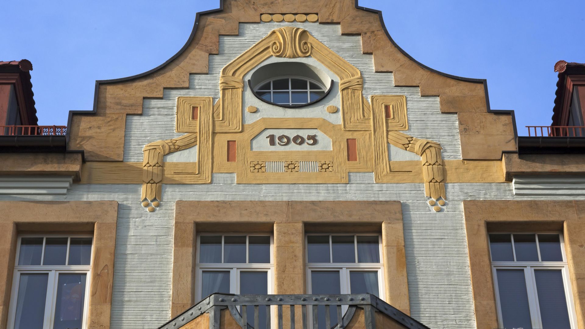 Nuremberg: Façade supérieure d'un bâtiment Art nouveau de 1905