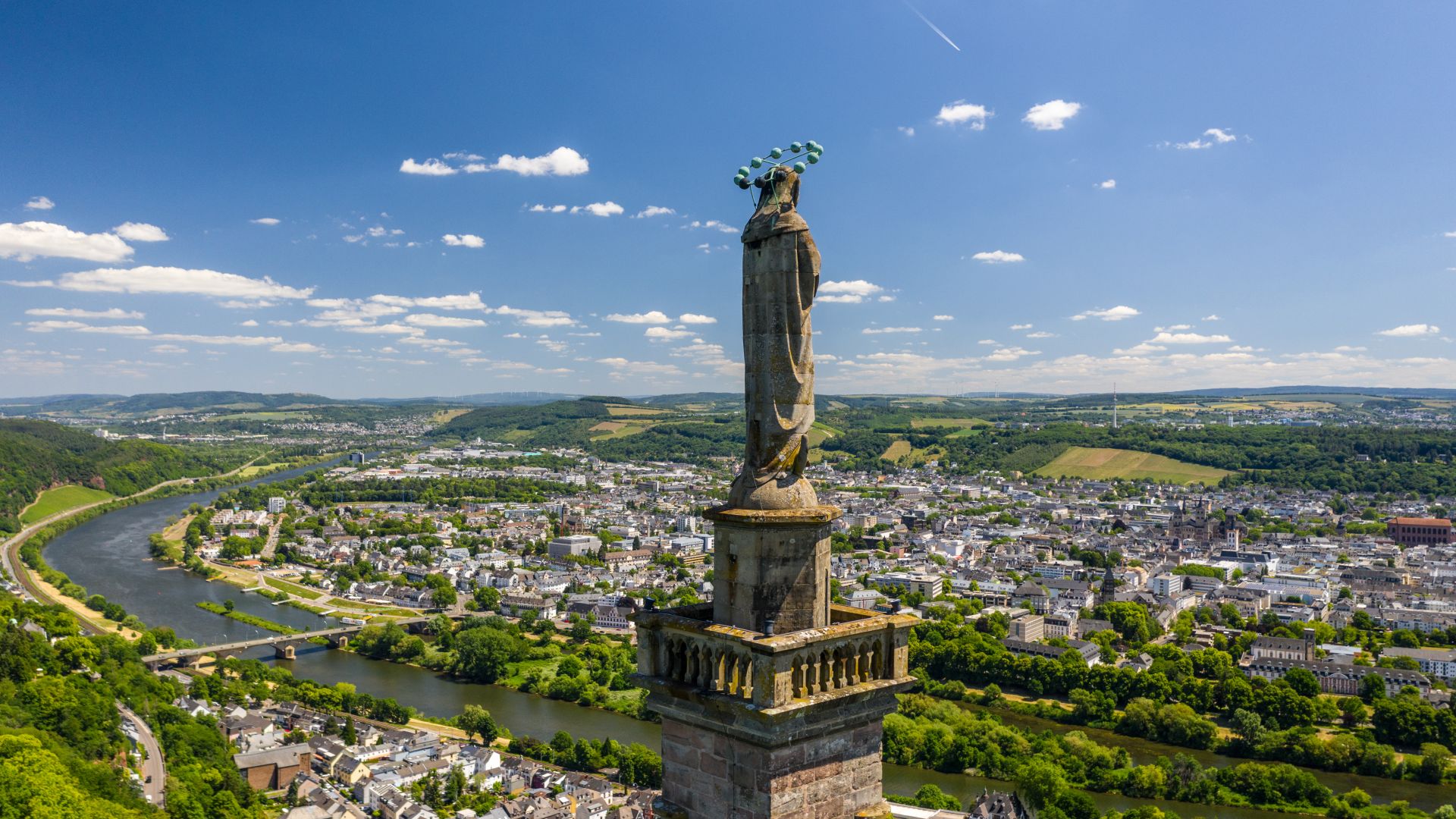Mariensäule overlooking Trier and the Moselle River in summer